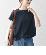 SHIPS any:〈接触冷感/汗染み防止加工/洗濯機可能〉ドロスト フレンチスリーブ TEE