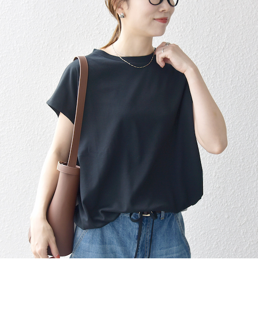 SHIPS any:〈接触冷感/汗染み防止加工/洗濯機可能〉ドロスト フレンチスリーブ TEE