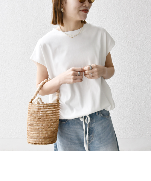 SHIPS any:〈接触冷感/汗染み防止加工/洗濯機可能〉ドロスト フレンチスリーブ TEE
