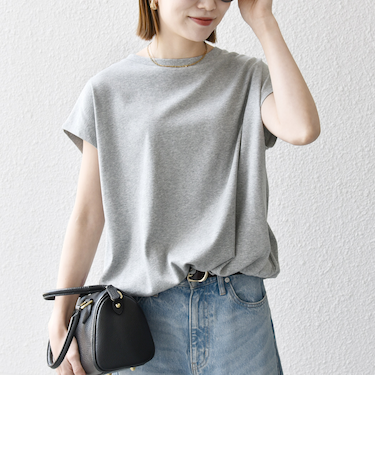 SHIPS any:〈接触冷感/汗染み防止加工/洗濯機可能〉ドロスト フレンチスリーブ TEE