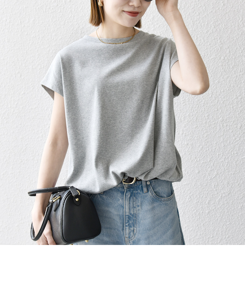 SHIPS any:〈接触冷感/汗染み防止加工/洗濯機可能〉ドロスト フレンチスリーブ TEE