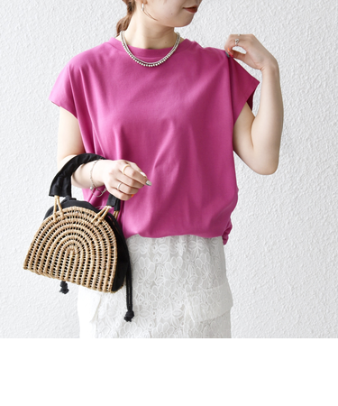 SHIPS any:〈接触冷感/汗染み防止加工/洗濯機可能〉ドロスト フレンチスリーブ TEE