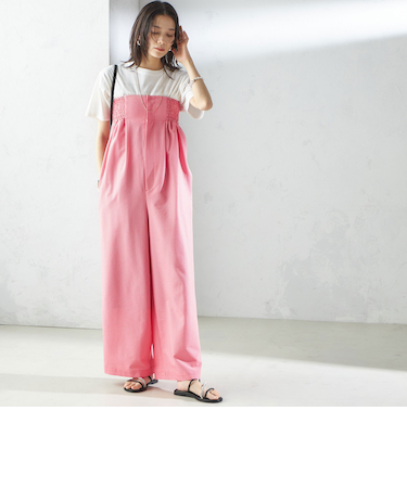 【SHIPS別注】APUPIL:〈洗濯機可能〉ギンガム チェック ベアトップ オールインワン