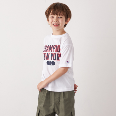 Champion: クルーネック カレッジ ロゴ Tシャツ <KIDS>