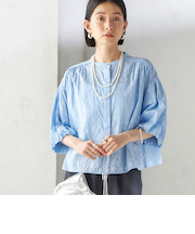 〈手洗い可能〉コットン ドビー 袖 ボリューム ブラウス