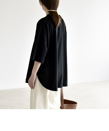 quaranciel:〈接触冷感/汗染み防止加工/洗濯機可能〉ラウンドヘム クルー ビッグ TEE