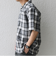 SHIPS any:〈洗濯機可能〉コットン/リネン チェック オープンカラー プルオーバー シャツ◇