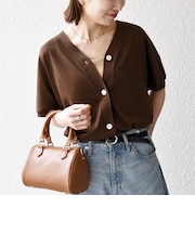 SHIPS any:〈接触冷感/手洗い可能〉Vネック ドルマン ミディ カーディガン