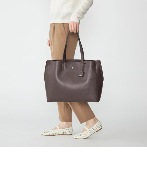 【WEB限定】SHIPS: ライトウェイト 合成皮革 ビズ ホリゾンタル ジップ ブリーフ バッグ