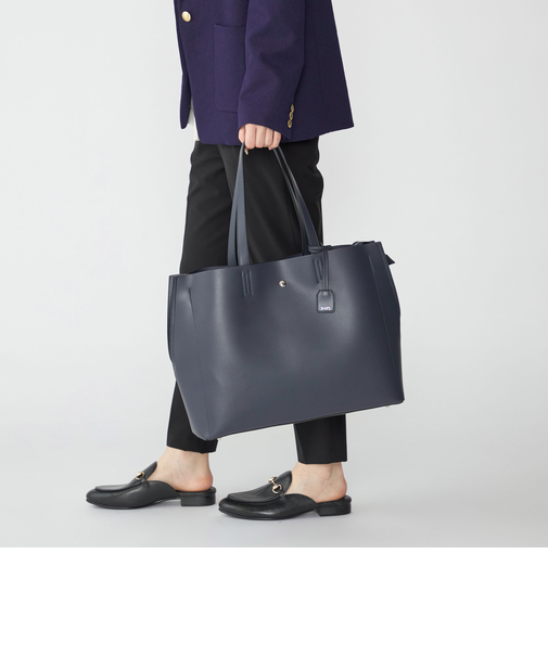 【WEB限定】SHIPS: ライトウェイト 合成皮革 ビズ ホリゾンタル ジップ ブリーフ バッグ