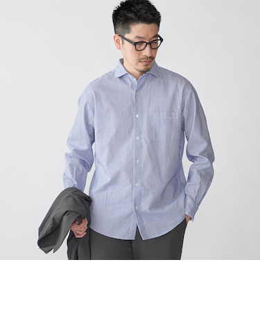 SHIPS: アイスコットン からみ織り セミワイドカラー シャツ