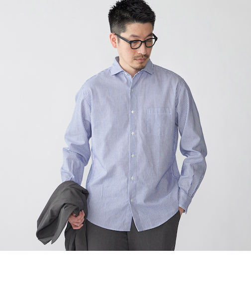 SHIPS: アイスコットン からみ織り セミワイドカラー シャツ