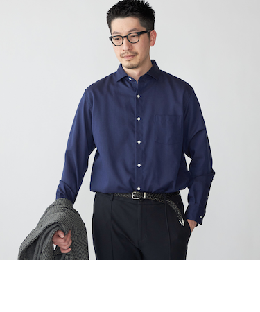 SHIPS: アイスコットン からみ織り セミワイドカラー シャツ