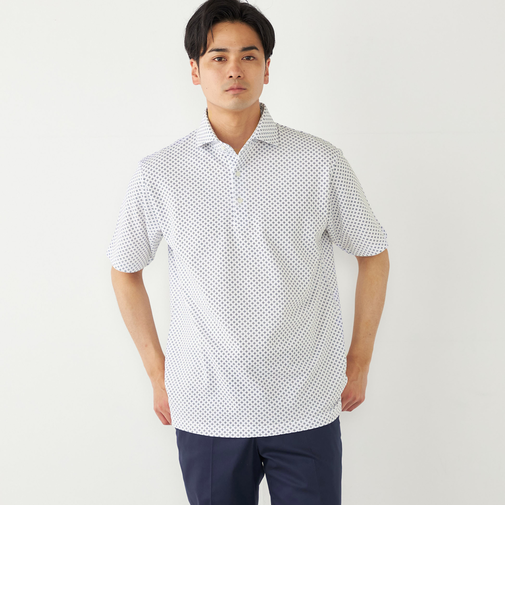 SHIPS Colors:〈吸水速乾〉カノコ プリント ワイドカラー ポロシャツ