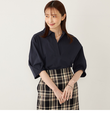 《追加予約》SHIPS Colors:〈手洗い可能〉ストレッチ スキッパー シャツ◆