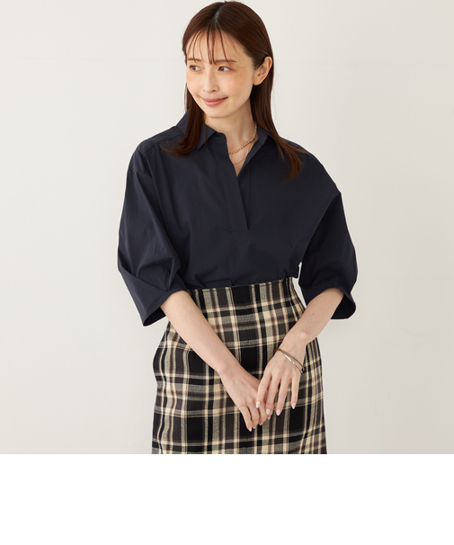 《追加予約》SHIPS Colors:〈手洗い可能〉ストレッチ スキッパー シャツ◆