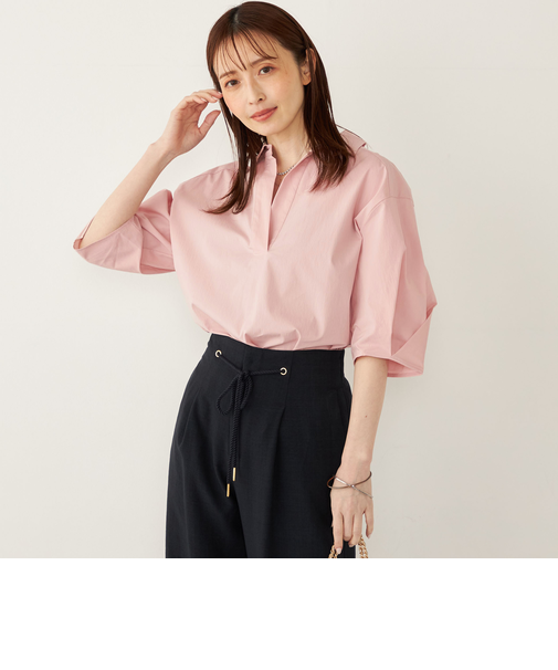 《追加予約》SHIPS Colors:〈手洗い可能〉ストレッチ スキッパー シャツ◆