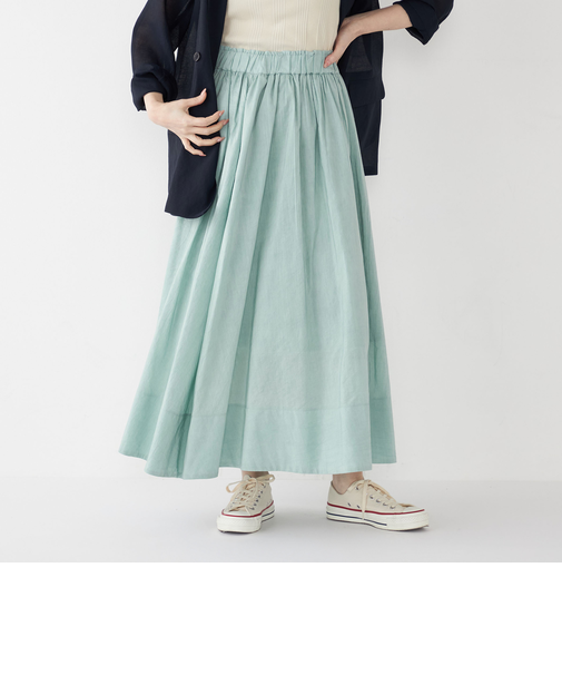 SHIPS Colors:〈手洗い可能〉キュプラ コットン ギャザー スカート