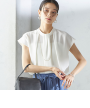 〈手洗い可能〉タック タイ フレンチ スリーブ ブラウス