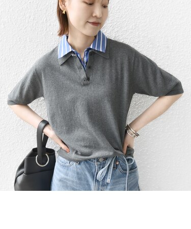 【WEB限定】〈手洗い可能〉ダブルカラー ショート スリーブ ポロ