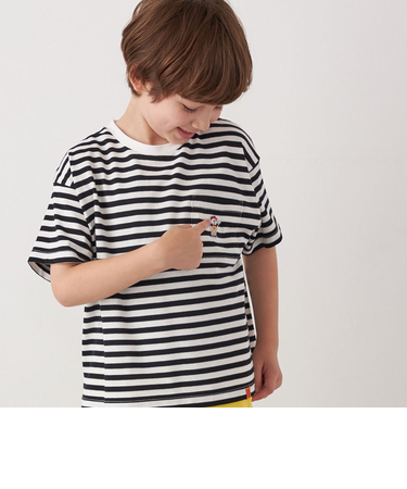【SHIPS any別注】UNIVERSAL OVERALL: WINDY Jr. ワッペン ボーダー Tシャツ <KIDS>