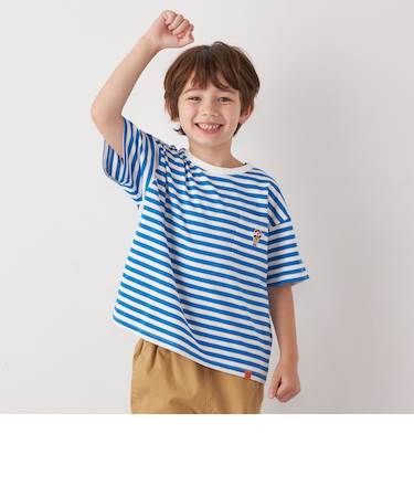 【SHIPS any別注】UNIVERSAL OVERALL: WINDY Jr. ワッペン ボーダー Tシャツ <KIDS>
