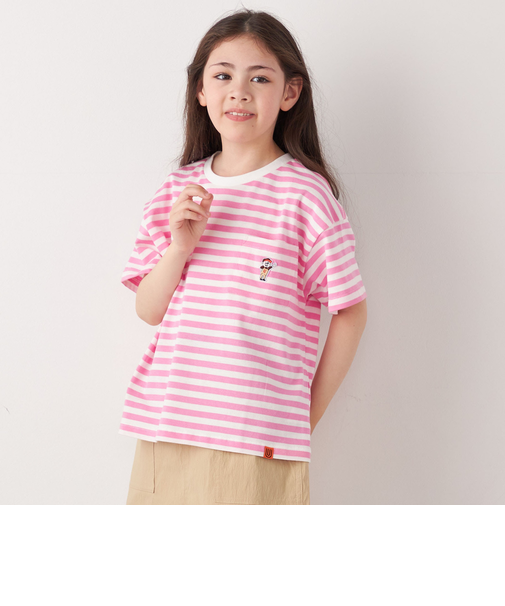 【SHIPS any別注】UNIVERSAL OVERALL: WINDY Jr. ワッペン ボーダー Tシャツ <KIDS>
