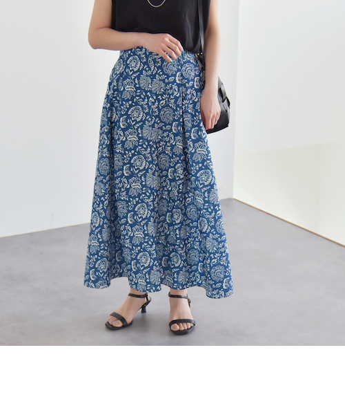 quaranciel:〈洗濯機可能〉フラワー プリント マーメイド ロング