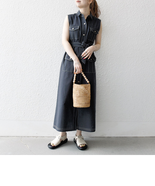 SHIPS any:〈洗濯機可能〉オックス ステッチ ノースリーブ シャツ ワンピース