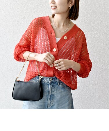 《一部追加予約》SHIPS any:〈手洗い可能〉ギマ ワイド Vネック シアー カーディガン