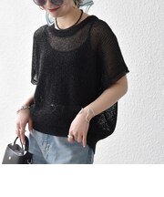 《予約》SHIPS any:〈手洗い可能〉ギマ  ワイド フレンチ シアー ニット プルオーバー