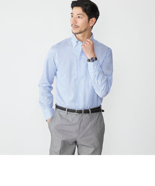 SHIPS: イタリアン ボタンダウン パナマ ロンドンストライプ シャツ