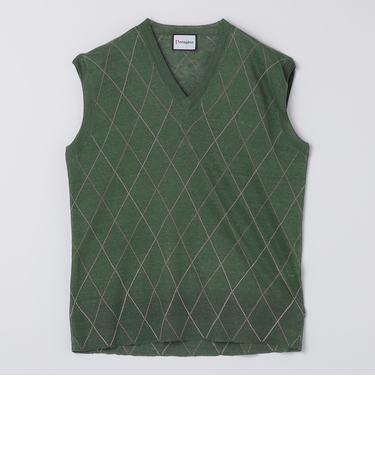 【SHIPS別注】PERUGINO: リネン インターシャ ベスト