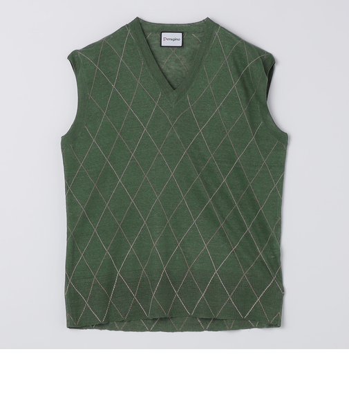 【SHIPS別注】PERUGINO: リネン インターシャ ベスト