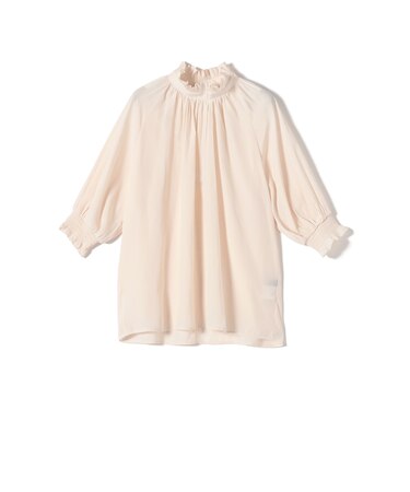 SHIPS Colors:〈洗濯機可能〉サテン フリルネック ブラウス