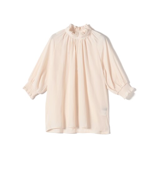 SHIPS Colors:〈洗濯機可能〉サテン フリルネック ブラウス