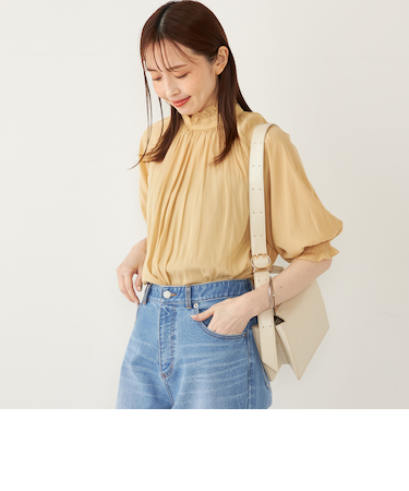 SHIPS Colors:〈洗濯機可能〉サテン フリルネック ブラウス