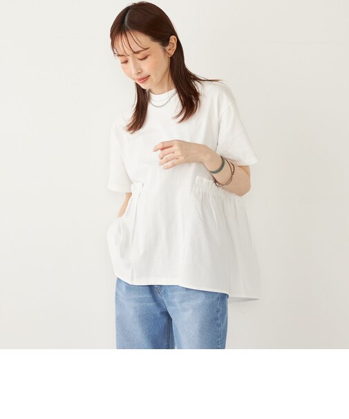 SHIPS Colors:〈手洗い可能〉ドッキング ペプラム ショートスリーブ トップス◇