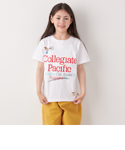 【SHIPS any別注】Collegiate Pacific:〈洗濯機可能〉Vガゼット プリント & 刺繍 Tシャツ<KIDS>