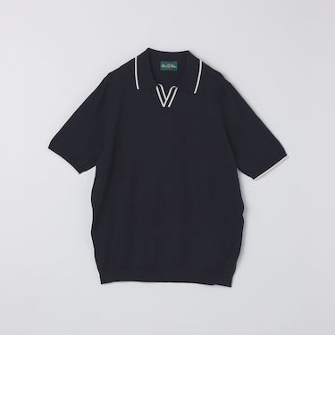 ALANPANE:16ゲージ コットン スキッパー ニット ポロシャツ