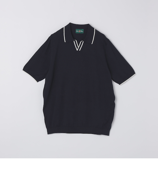 ALANPANE:16ゲージ コットン スキッパー ニット ポロシャツ