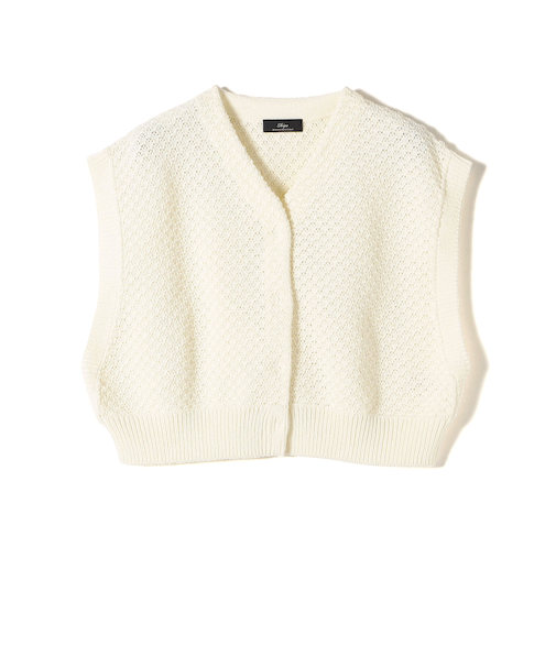 SHIPS Primary Navy Label:〈手洗い可能〉クロップド ニット ベスト
