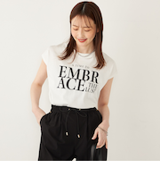 SHIPS Colors:〈接触冷感・UVカット〉フレンチスリーブ ロゴ Tシャツ◇