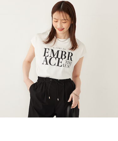 SHIPS Colors:〈接触冷感・UVカット〉フレンチスリーブ ロゴ Tシャツ◇