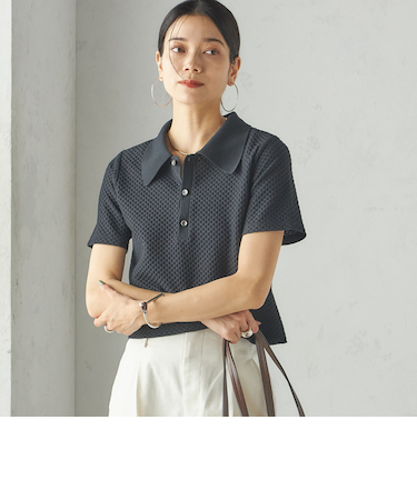 小泉里子コラボ:シャーリング ジャカード ポロ