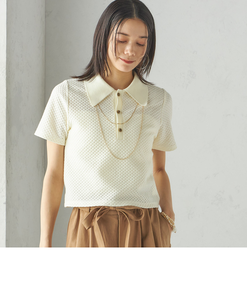 小泉里子コラボ:シャーリング ジャカード ポロ