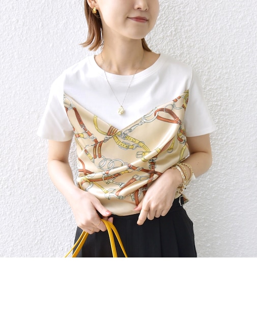 【WEB限定】〈手洗い可能〉スカーフ コンビ TEE