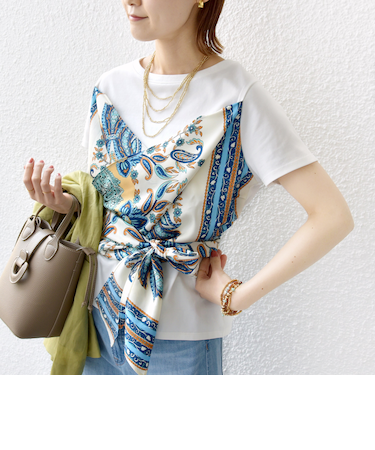 【WEB限定】〈手洗い可能〉スカーフ コンビ TEE