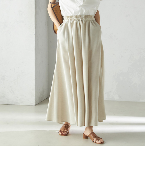 小泉里子コラボ:〈手洗い可能〉スラブ 綿麻混 スカート