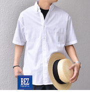 SHIPS any: BEZ TEXTILE マルチカラー ストライプ/ソリッド ボタンダウン ショートスリーブ シャツ◇